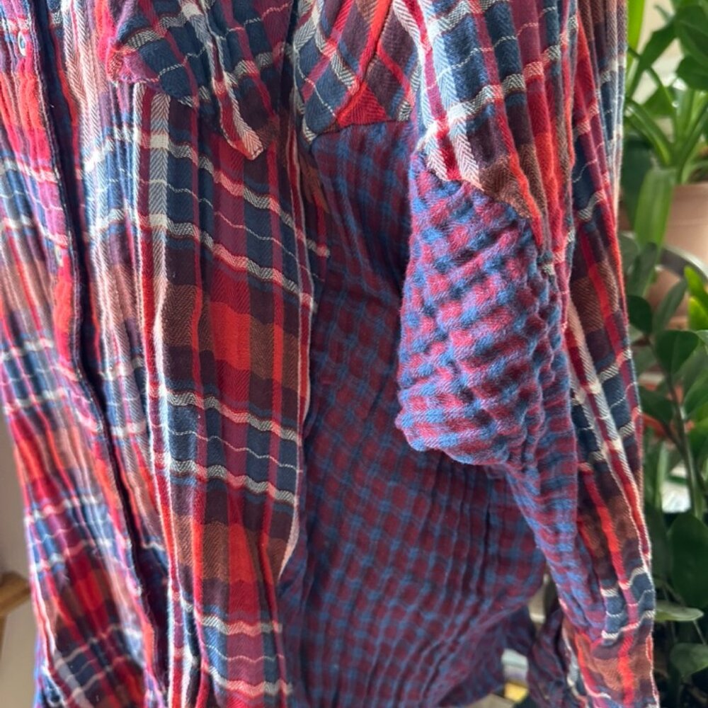 Free People Patchwork Button Down Long Sleeve Top… - image 2